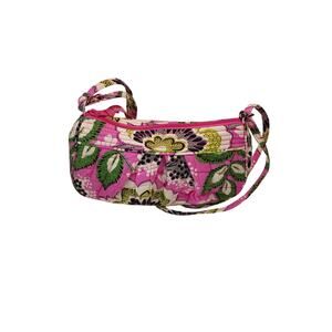 Vera Bradley Pink Floral Frannie Small Crossbody Shoulder Purse 9"W x 5"H x  3"D